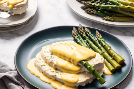 Chicken fillet with asparagus and hollandaise sauceの素材