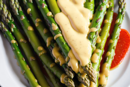 Asparagus with mayonnaise and hollandaise sauceの素材