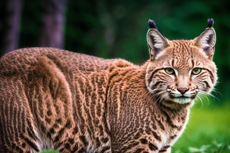 Eurasian lynx in the forest. Wildlife scene from nature.の素材