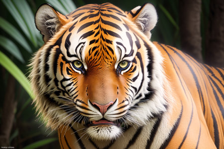 Close up of a tiger in a zoo. (Panthera tigris altaica)の素材