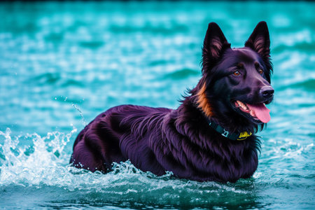 Portrait of a beautiful Belgian Shepherd dog in the park. Belgian Malinois.  Generative AIの素材