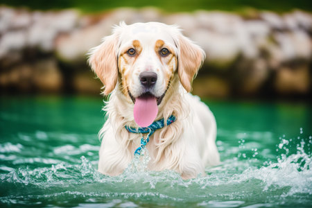 Portrait of a beautiful English Setter dog in the park.  Generative AIの素材