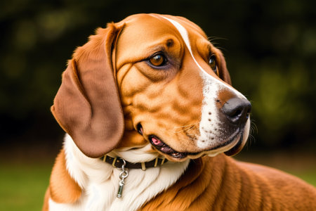 Portrait of a purebred beagle dog in the park.の素材