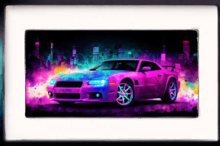 Sport car in a frame on a grunge background. Vector illustration.の素材