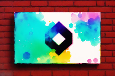 Abstract watercolor painting on a brick wall background. Vector illustration.の素材