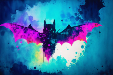 Halloween background with bats and watercolor blots. Vector illustration.の素材