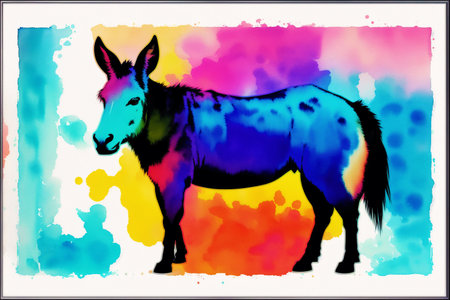 Illustration of a donkey on a grunge background with space for textの素材