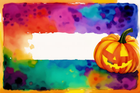 Halloween frame with pumpkins and autumn leaves. Vector illustration.の素材