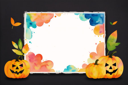 Halloween pumpkins on a white sheet of paper and a penの素材