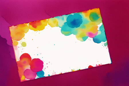 Colorful watercolor painted background with space for your text or imageの素材