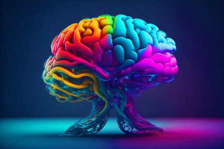 Generative AI art with a Mind Symphony. Unveiling the Intricate Dance of the Human Brain. A beautiful abstract human brain. Generative AIの素材