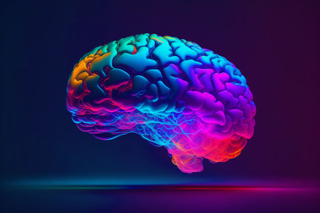 Generative AI art with a Mind Symphony. Unveiling the Intricate Dance of the Human Brain. A beautiful abstract human brain. Generative AIの素材