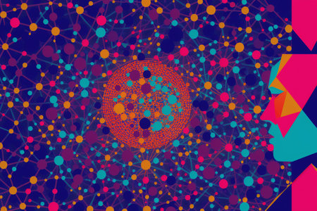 Generative AI art with A beautiful abstract symphony background. A Kaleidoscope of Vibrant Shapes and Figures. copyspace. Generative AIの素材