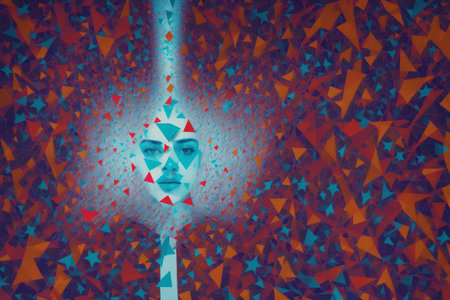 Generative AI art with A beautiful abstract symphony background. A Kaleidoscope of Vibrant Shapes and Figures. copyspace. Generative AIの素材