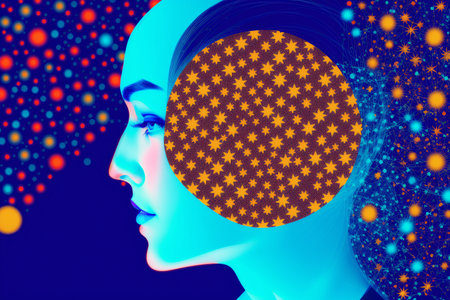 Generative AI art with A beautiful abstract symphony background. A Kaleidoscope of Vibrant Shapes and Figures. copyspace. Generative AIの素材