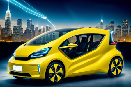 Generative AI art with The Futuristic Electric Car Revolutionizes the Road. Future Unleashed. Generative AIの素材