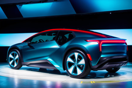 Generative AI art with The Futuristic Electric Car Revolutionizes the Road. Future Unleashed. Generative AIの素材