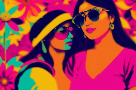 Generative AI art with Radiant and Chic. The Woman in Sunglasses. copyspace. Generative AIの素材