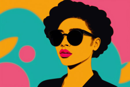 Generative AI art with Radiant and Chic. The Woman in Sunglasses. copyspace. Generative AIの素材