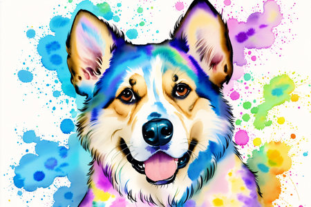 Generative AI art with Watercolor painting of the Aidi Dog. The Majestic Aidi the Guardian of the Atlas Mountains. Generative AIの素材