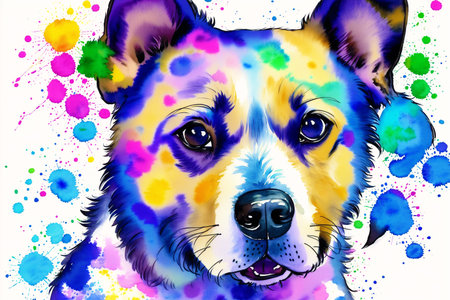 Generative AI art with Watercolor painting of the Aidi Dog. The Majestic Aidi the Guardian of the Atlas Mountains. Generative AIの素材