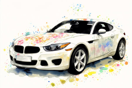 Generative AI art with Watercolor sport car. A Splash of Speed. Watercolor Wonders of Sports Cars. Generative AIの素材