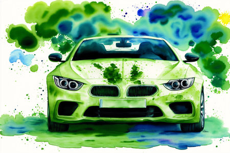 Generative AI art with Watercolor sport car. A Splash of Speed. Watercolor Wonders of Sports Cars. Generative AIの素材