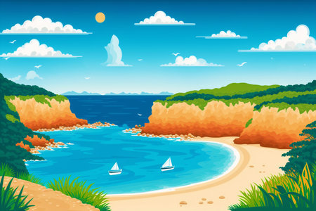 Generative AI art with Healthy lifestyle concept. Coastal Wanderlust. Embracing Serenity with Beachside Walks. Generative AIの素材