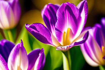 A beautiful tulip flowers. Blooming Splendor. The Enchanting World of Tulips. Generative AIの素材