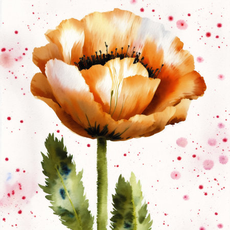 Generative AI art with Summer concept. Beautiful watercolor Poppies. A radiant poppies. nature beauty. Generative AIの素材