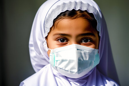 Generative AI art with A girl wearing protective mask. COVID 19. Mask-Wearing with Confidence. Generative AIの素材