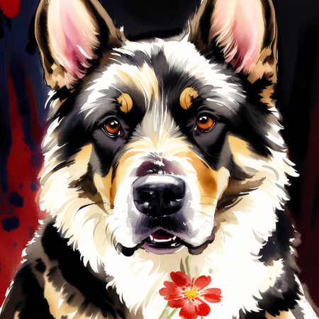Generative AI art A beautiful Cavalier King Charles Spaniel dog. watercolor painting. Graceful Elegance. Generative AIの素材