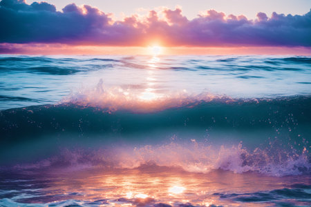 Generative AI art with Summer concept. The Dance of Ocean Waves. Eternal Symphony of the Sea. Generative AIの素材