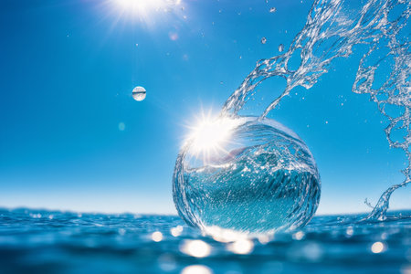 Generative AI art with Summer concept. Beautiful water splashes. Chromatic Rhapsody. Vibrant Water Splashes. Generative AIの素材