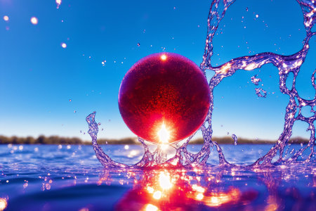 Generative AI art with Summer concept. Beautiful water splashes. Chromatic Rhapsody. Vibrant Water Splashes. Generative AIの素材