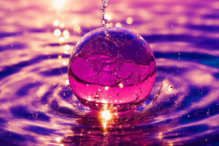 Generative AI art with Summer concept. Beautiful water splashes. Chromatic Rhapsody. Vibrant Water Splashes. Generative AIの素材
