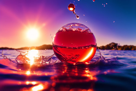 Generative AI art with Summer concept. Beautiful water splashes. Chromatic Rhapsody. Vibrant Water Splashes. Generative AIの素材