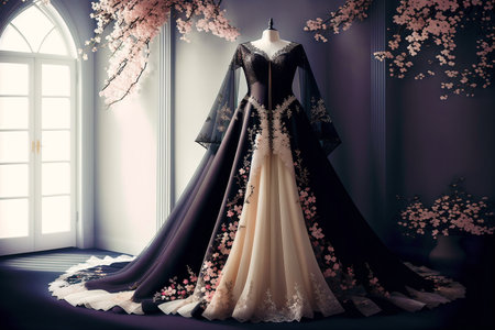 Generative AI art with A beautiful wedding dress. Discover the Perfect Wedding Dress for Your Unforgettable Day. Generative AIの素材