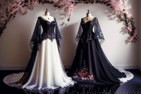 Generative AI art with A beautiful wedding dress. Discover the Perfect Wedding Dress for Your Unforgettable Day. Generative AIの素材