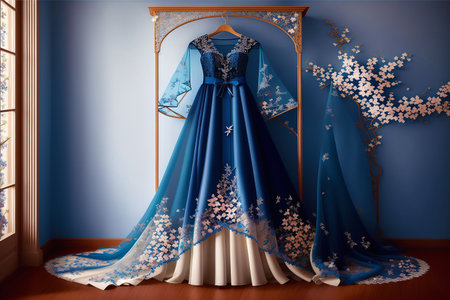 Generative AI art with A beautiful wedding dress. Discover the Perfect Wedding Dress for Your Unforgettable Day. Generative AIの素材