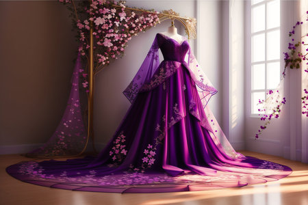 Generative AI art with A beautiful wedding dress. Discover the Perfect Wedding Dress for Your Unforgettable Day. Generative AIの素材