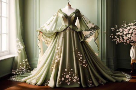 Generative AI art with A beautiful wedding dress. Discover the Perfect Wedding Dress for Your Unforgettable Day. Generative AIの素材