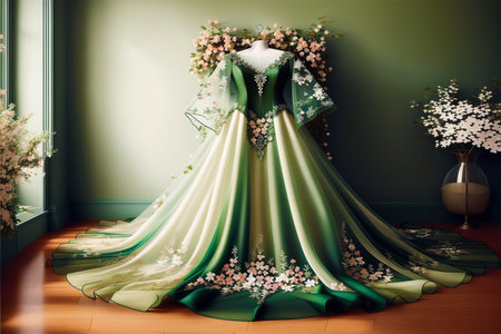 Generative AI art with A beautiful wedding dress. Discover the Perfect Wedding Dress for Your Unforgettable Day. Generative AIの素材
