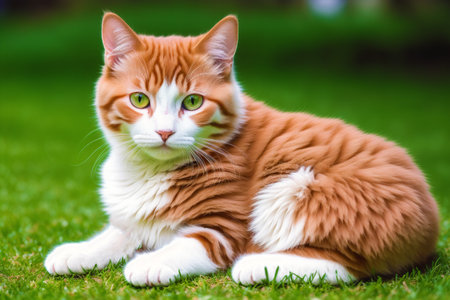 Generative AI art with A beautiful red cat. Scarlet Whiskers. The Fiery Charm of the Red Cat. Generative AIの素材