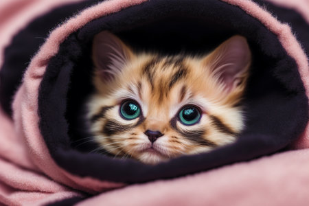 Generative AI art with An adorable little kitten. The Adventures of a Cute Little Kitten. Generative AIの素材
