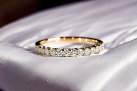 Generative AI art with A beautiful wedding ring. eternal love. The Journey of Wedding Rings. Generative AIの素材
