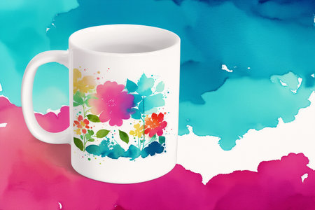 Generative AI art with A mug with a flower on it. Blooming Serenity. A Floral Journey with Every Sip. Generative AIの素材