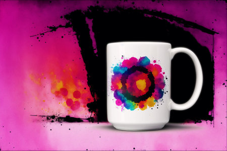Generative AI art with A mug with a flower on it. Blooming Serenity. A Floral Journey with Every Sip. Generative AIの素材
