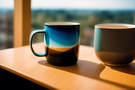 Generative AI art with A mug with an abstract design on it. A Mug of Artistic Intrigue. Generative AIの素材