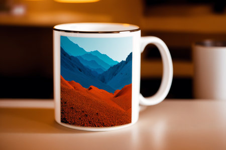 Generative AI art with A mug with an abstract design on it. A Mug of Artistic Intrigue. Generative AIの素材